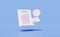 3D white checklist paper icon with clipboard pink, chat bubbles icons isolated on blue background. minimal social media messages