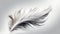 3D White Feather on White Background, Generative AI, Illustration