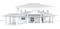 3D white house architecture exterior design in white background