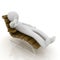 3d white man lying sofa bed brown genuine leather with thumb up