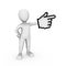 3d white man with mouse cursor pointing finger.