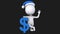 3d white man stand with blue dollar sign