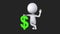 3d white man stand with green dollar sign