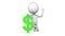 3d white man stand with green dollar sign