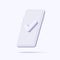 3d white mono chrome isometric smartphone with checkmark on the screen