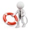 3D white people. Businessman throwing a life preserver