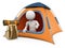 3D white people. Camping tent