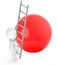 3d white people climb up with the help of a ladder towards a sphere / ball