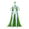3d white people ecological superhero with recycle sign, isolated
