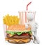 3D white people. Fast food. Hamburger fries drink