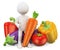 3D white people. Healthy food. Vegetables