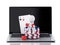 3d white people with laptop. Casino online games concept