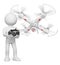 3D white people. Man flying a drone with camera