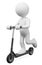 3D white people. Man riding on a electric rental scooter