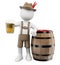 3D white people. Oktoberfest. Man with a beer barrel
