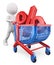 3D white people. Percent rate trolley concept. Discount