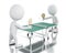 3d White people playing ping pong.