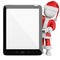 3D white people. Santa Claus with a blank tablet