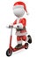 3D white people. Santa Claus riding on a rental scooter