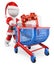 3D white people. Santa Claus shopping Christmas gifts