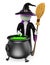 3D white people. Witch cooking a magical potion. Halloween