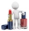 3D white people. Woman with lipstick and nail polish