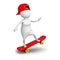 3d white person ride on skate with cap