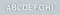 3D White plastic uppercase letters A, B, C, D, E, F, G, H and I with a glossy surface on a gray background.