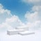 3D White podium mock up isolate montage photo with blue sky and softclouds product display stand abstract background