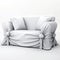 3d White Sofa Slipcover With Ties On White Background