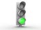 3d white traffic light with a green light