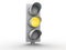 3d white traffic light with a yellow light