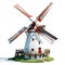 3d of windmills, illustration on isolated white background