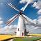 3d windmills, illustration on sky background