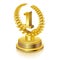 3D winner icon, Golden award on pedestal, success, reward sign symbol