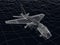 3d Wire Frame sketch of F-16 hornet fly over sea