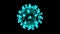 3D wireframe of a single coronavirus particle on a black background