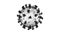 3D wireframe of a single coronavirus particle on a white background