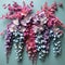 3d Wisteria Floral Sculpture: Teal And Pink Organic Wall Installation
