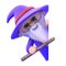 3d Wizard leans from behind blank space