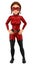 3D Woman masked superhero standing with hands on waist