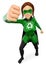 3D Woman superhero of recycling giving a cartoon strong punch