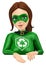 3D Woman superhero of recycling pointing down. Blank