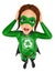 3D Woman superhero of recycling surprised with hands on her head
