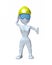 3d woman wearing proper eye protection and a hardhat