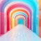 3D wonderland of design with this colorful pastel hallway.