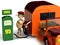 3d wood man with a petrol pump