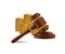 3D Wooden gavel. Judge, Law, Auction concept.