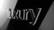 3D word luxury moving on black background with wide beams of light, monochrome. Volume sign luxury moving in rays of