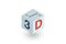 3D word written on cube isometric flat icon. 3d vector